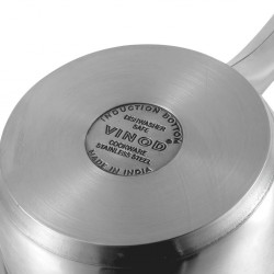 Vinod 3318 18cm 2.3L Two Tone S/S 6.2mm Saucepan With Glass Lid Induction