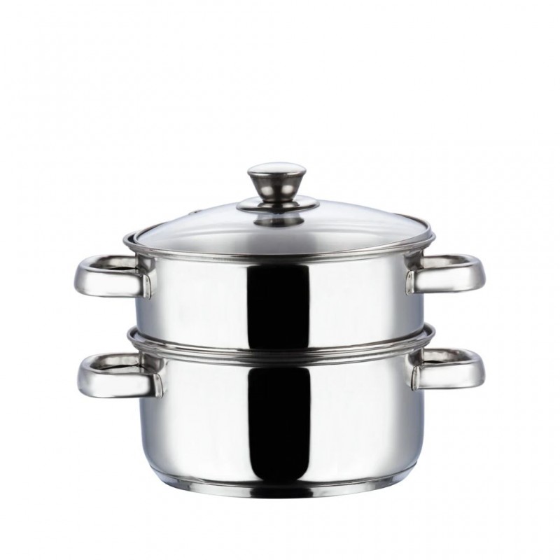 Vinod BSSH224 24 cm 2 Tier 2.5mm Induction Steamer With Glass Lid