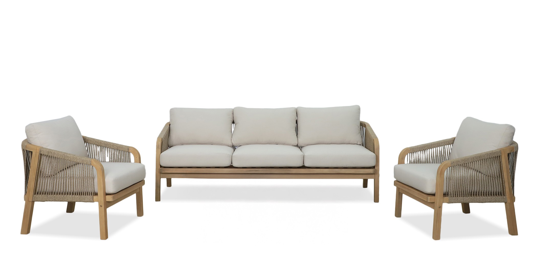 Ravona Sofa 3+1+1 Acacia With Cushion Natural Finish