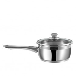 Vinod 3318 18cm 2.3L Two Tone S/S 6.2mm Saucepan With Glass Lid Induction