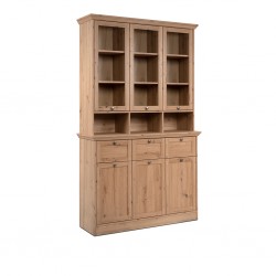 Timber Buffet 6 Doors With Glass and 3 Drawers