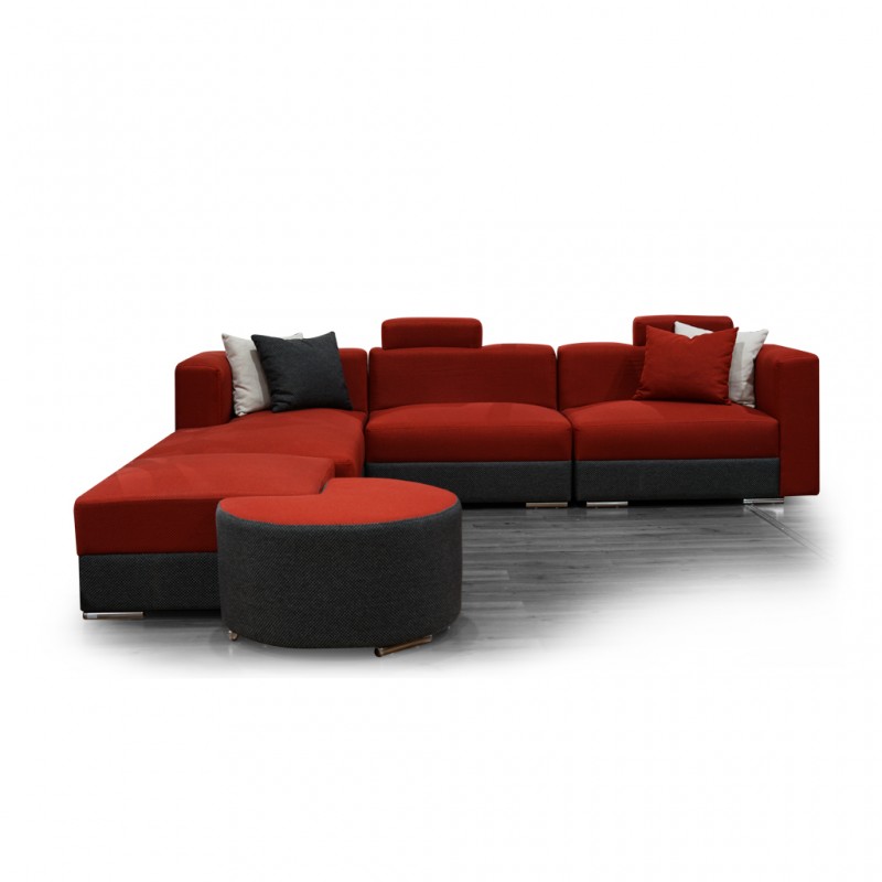 Ontario Sofa Corner Fabric Red/Black