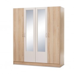 Neo Wardrobe 4 Doors Oak and White MDF