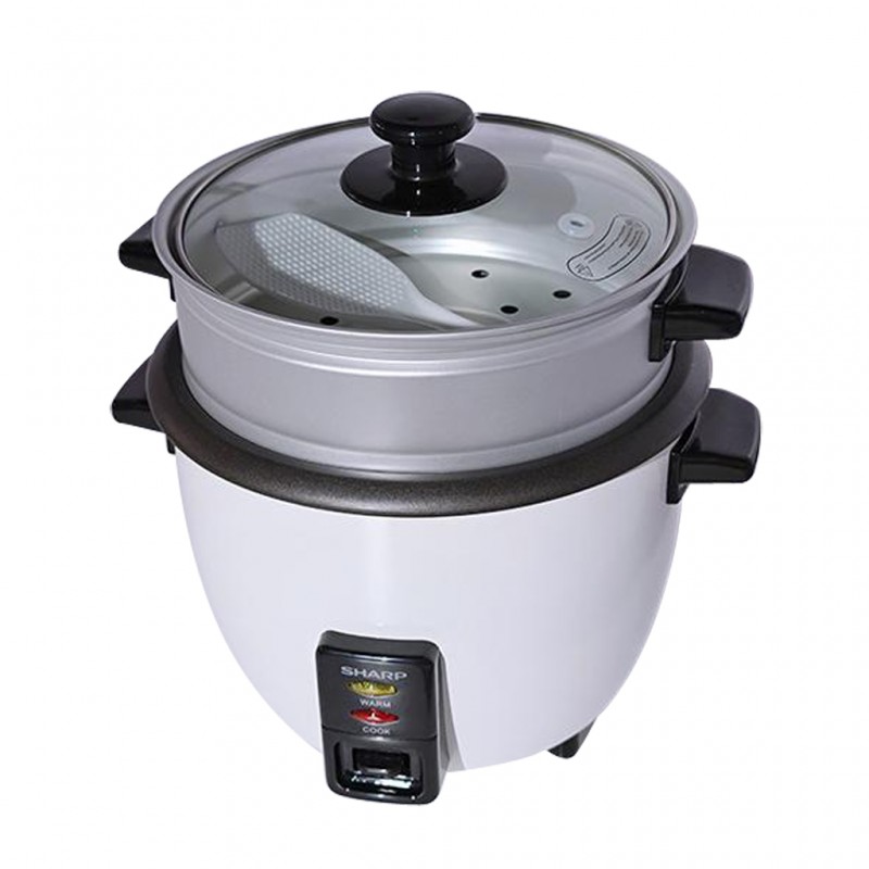 Sharp KS-H188G-W3 1.8L 2YW WH Rice Cooker With Steamer & Glass Lid