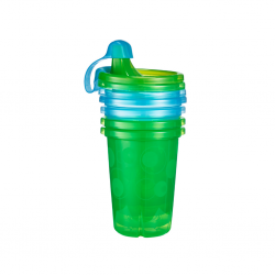 Green Grown 3 Reusable Spill Proof Cups, Lids & Straws 18months NEW 10oz  (296mL)
