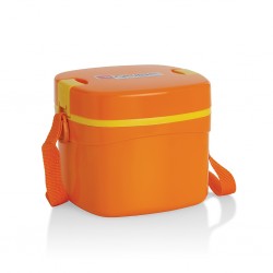 Cello CEL052 Plastic Insulated Orange Lunch Box Qube Big Deluxe "O"