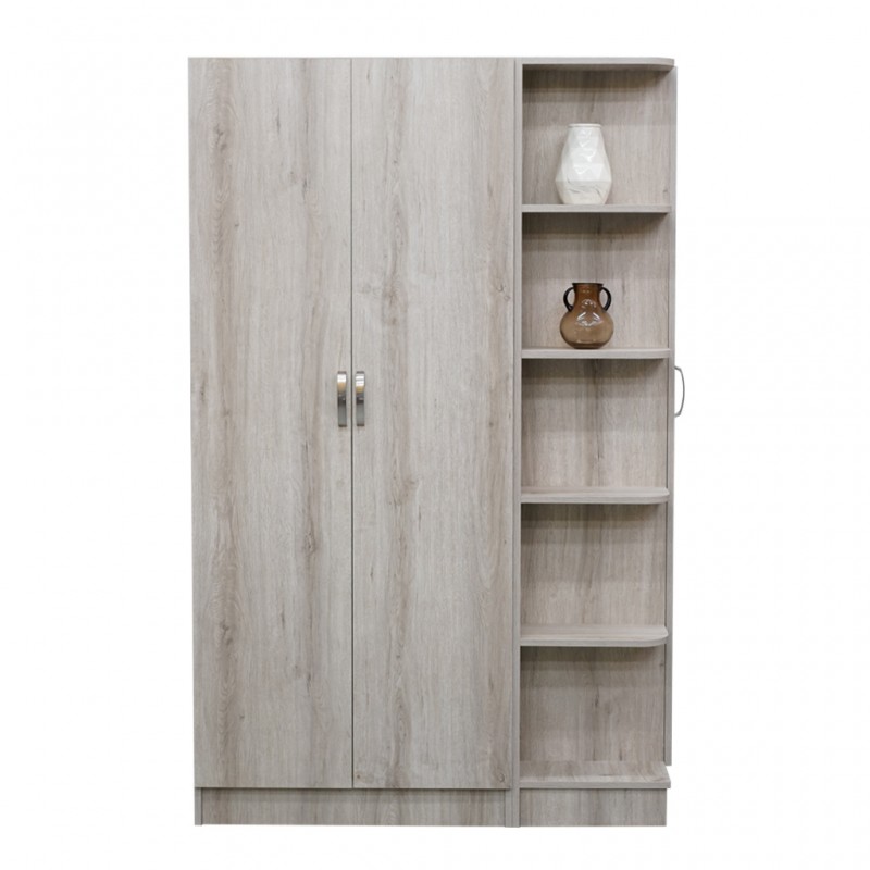 Azell 3 Door Wardrobe With Open Shelf & Mirror MDF With Shoerack ...