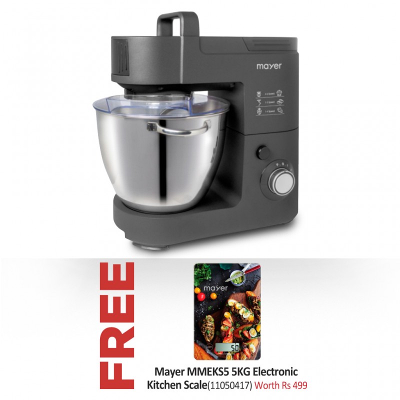 Mayer MMSM100 6L 1500W Matte Black Stand Mixer & Free Mayer MMEKS5 5KG Electronic Kitchen Scale