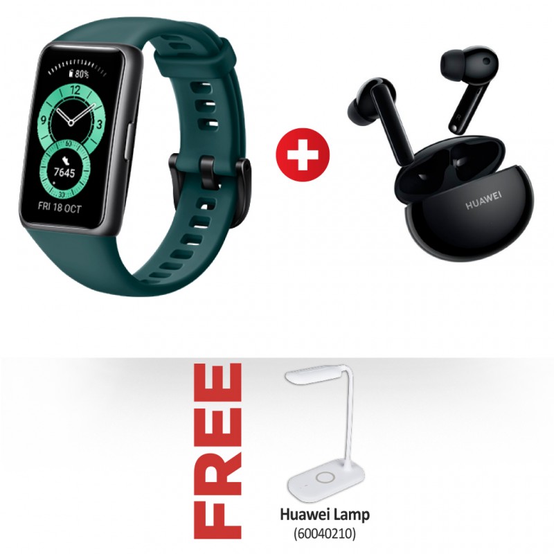 Huawei Band 6 (Green) + Huawei Freebuds 4i Black & Free Huawei Lamp