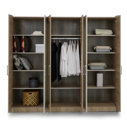 Portobello Wardrobe 6 Doors Beige & Oak