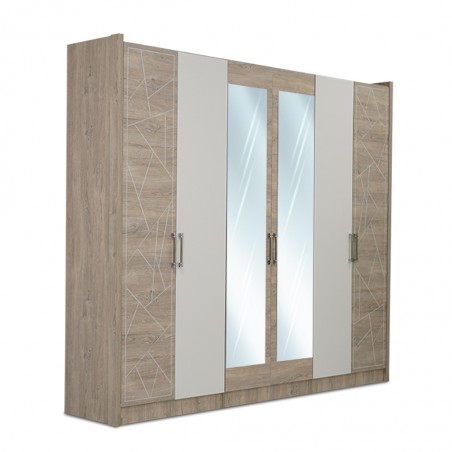 Portobello Wardrobe 6 Doors Beige & Oak