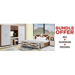 Arden Bed 180x190cm + Arden Wardrobe 4 Doors + Dressing Table Melamine MDF