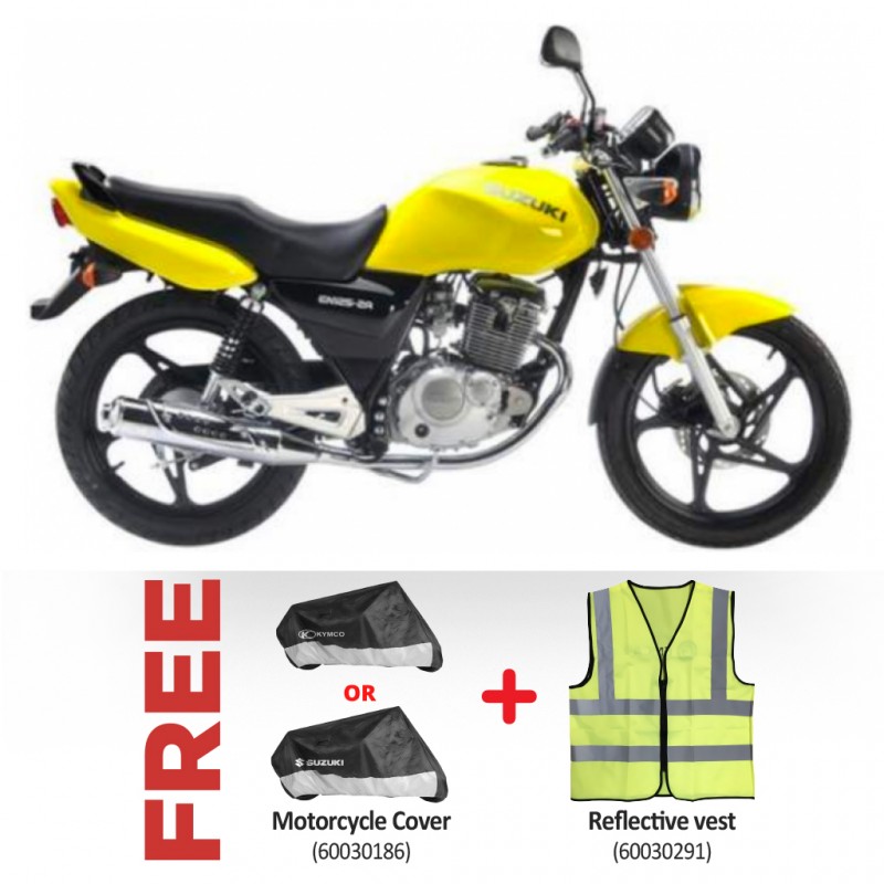 Suzuki EN125-2a 124cc Yellow Motorbike & Free Motorcycle Cover + Reflective  vest