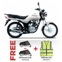 Suzuki GD115HU AX4 White Motorbike & Free Motorcycle Cover + Reflective vest