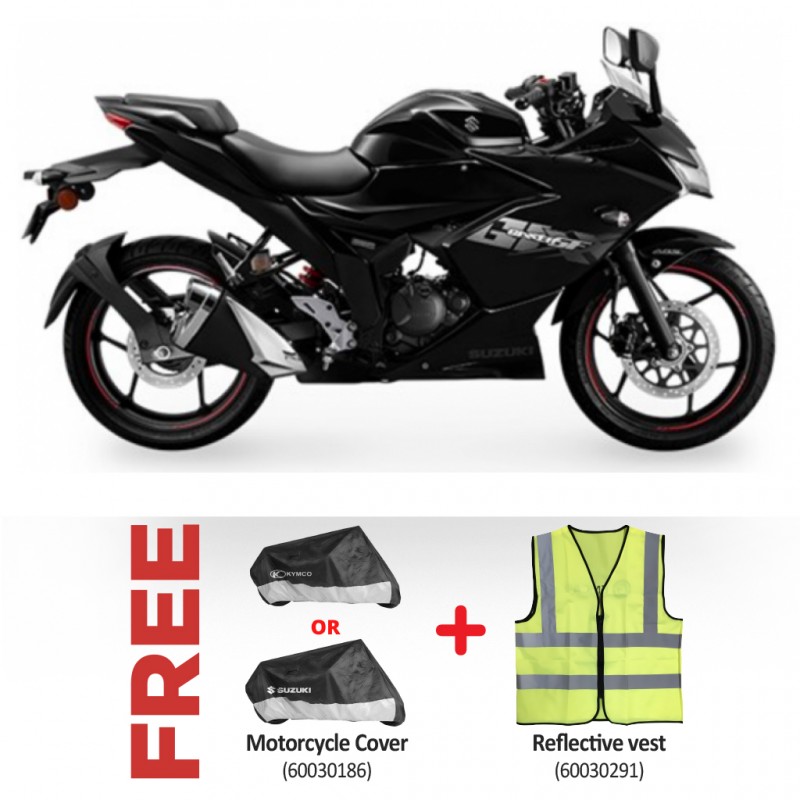 Suzuki GSX150FDF Black motorbike & Free Motorcycle Cover + Reflective vest