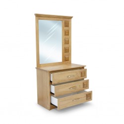 Sky Dressing Table With Pouf Pine Wood Finish Oak