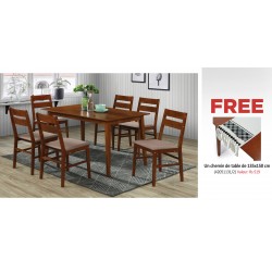 Jordan Table and 6 Chairs Dirty Oak MDF Top & Free Table Runner 1 135x150cm 100% Polyester MAT-270014