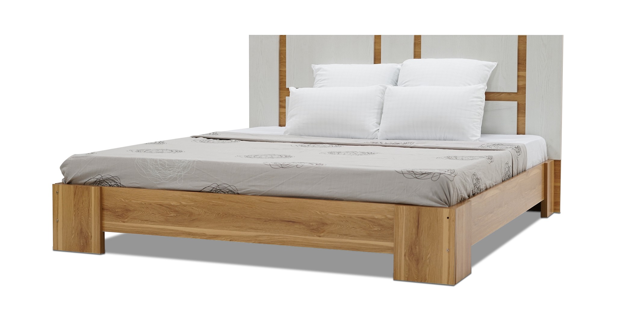 Tessa Bed 180x200 cm MDF Off White & Oak