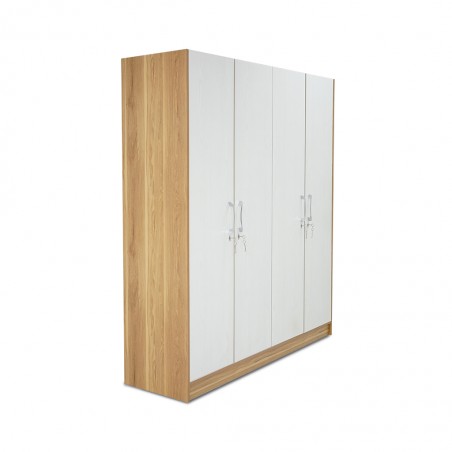 Elnora Wardrobe 4 Doors MDF Montana Oak & Lime White