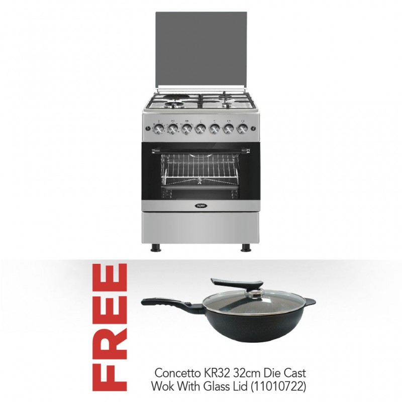 Xper XP6TX31E3 Cooker & Free Concetto KR32 32cm Die Cast Wok With Glass Lid