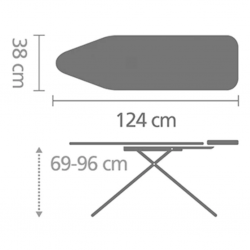 Brabantia 134302 B SIR Denim Black Ironing Board 124x38cm 10YW "O"