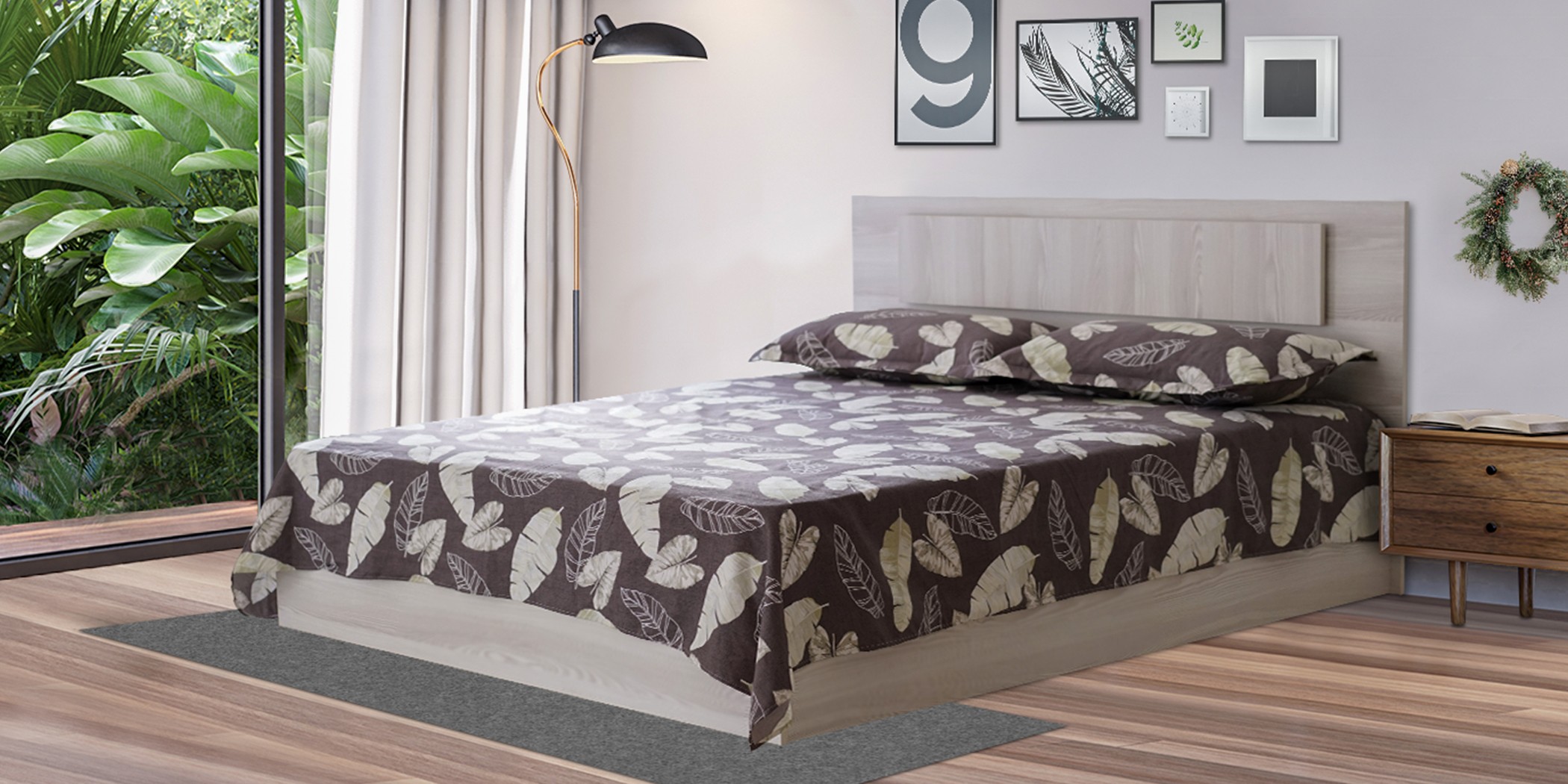 Grace Bed 150x190 cm MDF Grey