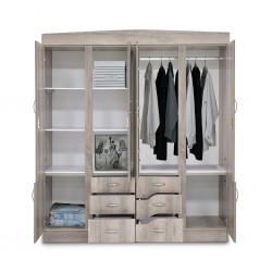 Alpine Wardrobe 4 Doors MDF Grey