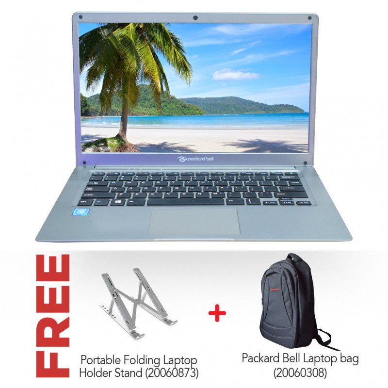 Packard Bell 14.1 Montenero-C NoteBook PC & Free Packard Bell Laptop bag + Charmount Portable Folding Laptop Holder Stand