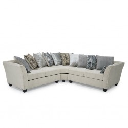 Marco Sofa Corner Beige Fabric with 12 Cushions