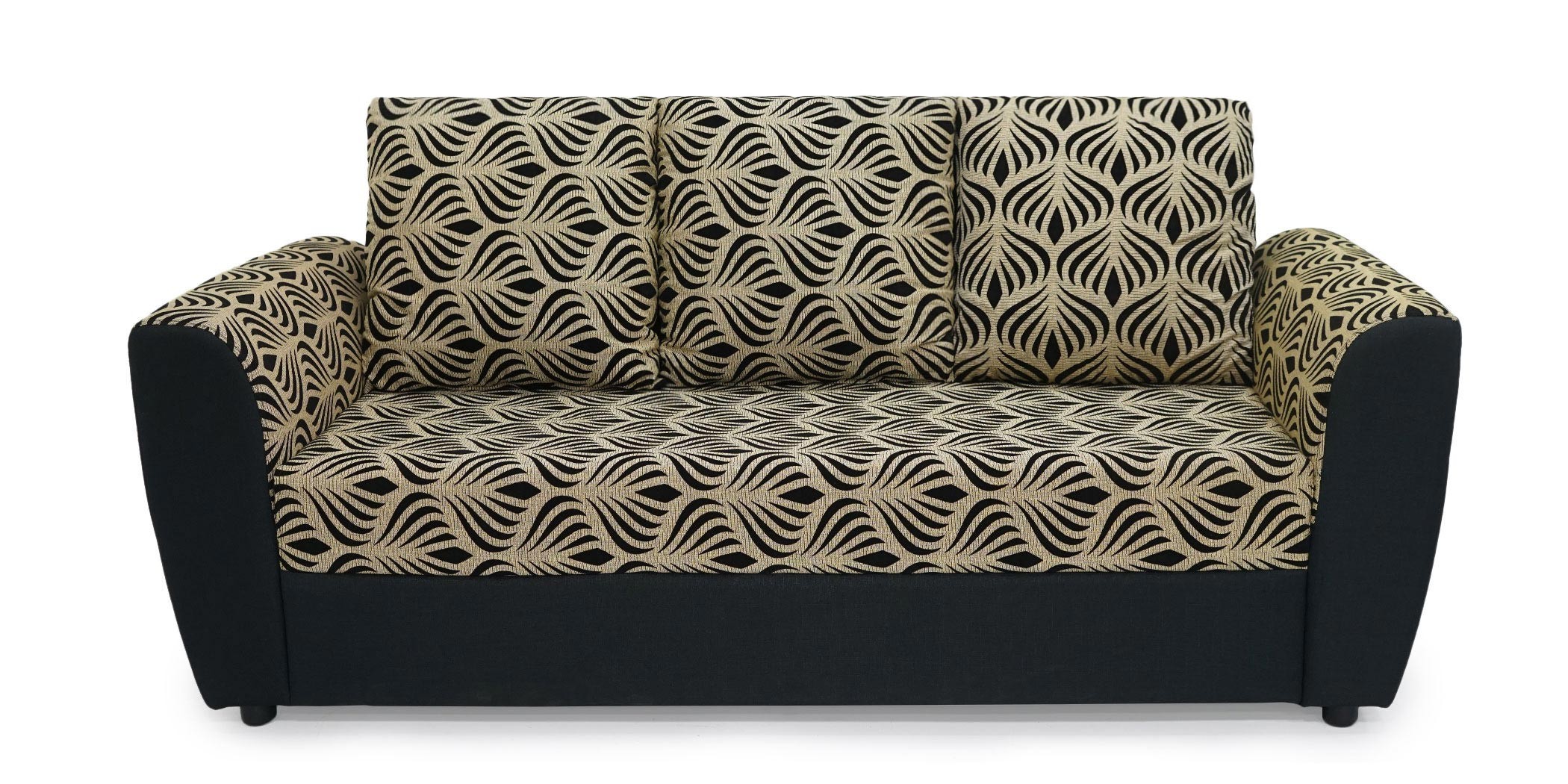 Elsa Sofa 3+2+1 Black/Beige Pattern Fabric