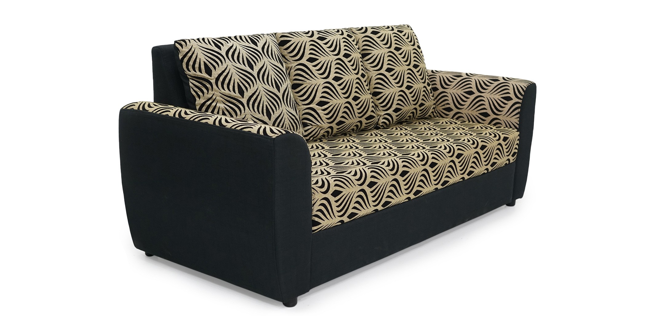 Elsa Sofa 3+2+1 Black/Beige Pattern Fabric