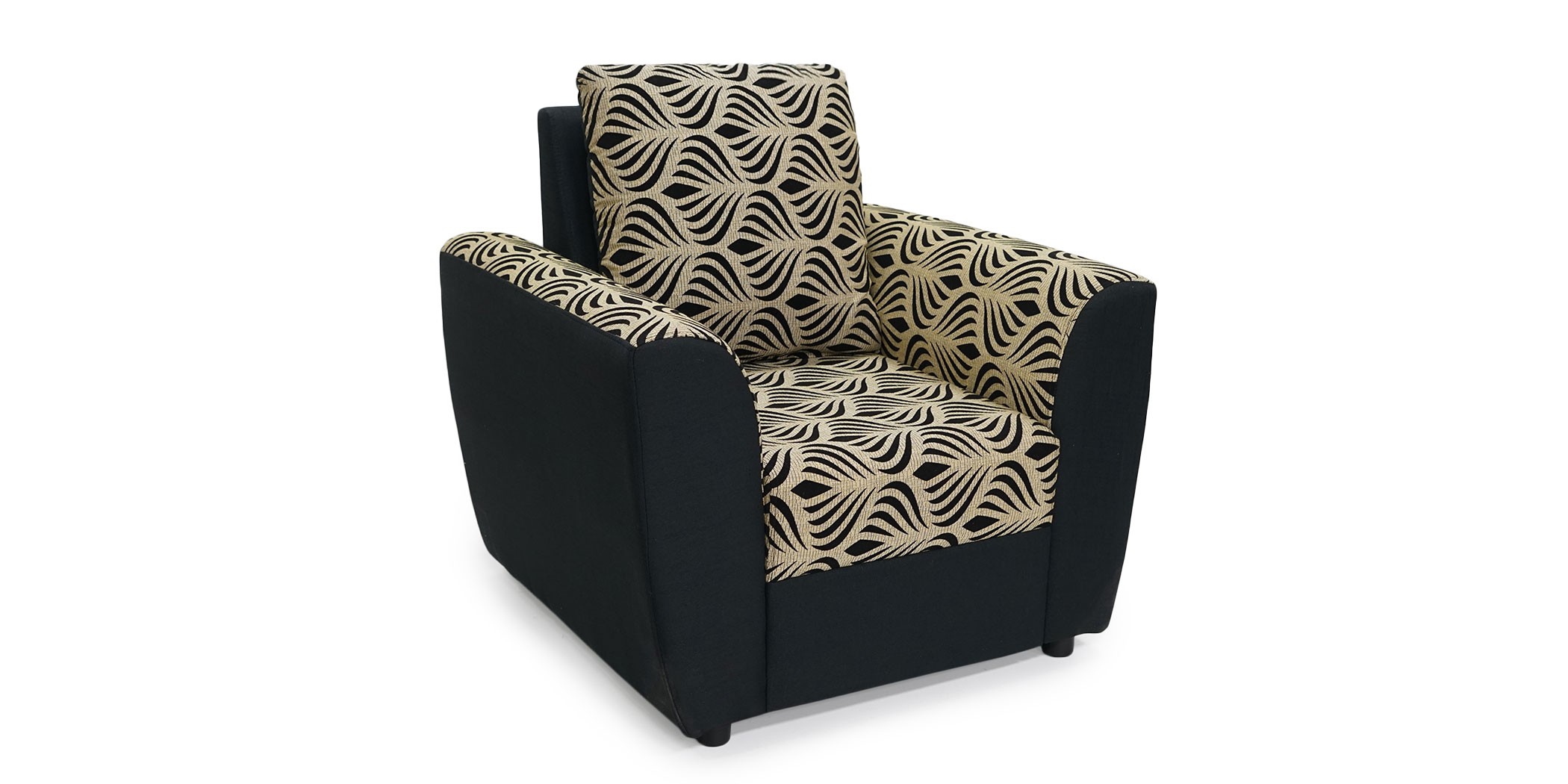 Elsa Sofa 3+2+1 Black/Beige Pattern Fabric