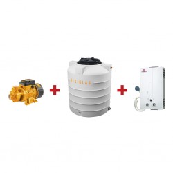 Ingco VPM3708 Peripheral Pump + Resiglas 750 Lts Polychrome Water Tank White Snow + Mikachi MGWH6LTS Water Heater