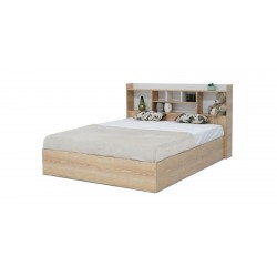 Neo Bed 150x190 cm MDF Oak and White