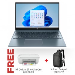 HP Pavilion Core i3-1115G4 Fog Blue & Free HP DeskJet 2710 All-in-One (Wireless) + Volkano Laptop Backpack VK-7137