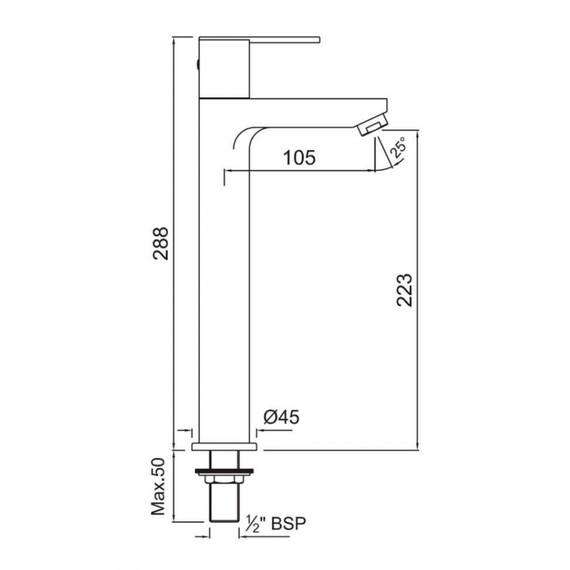 Jaquar Fonte High Neck Basin Tap - FON-CHR-40021