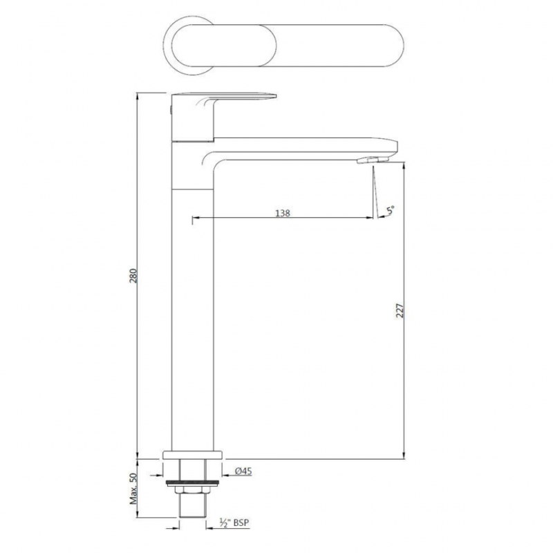 Jaquar Opal Prime Pillar Cock Extension Body Tap OPPCHR15021PM