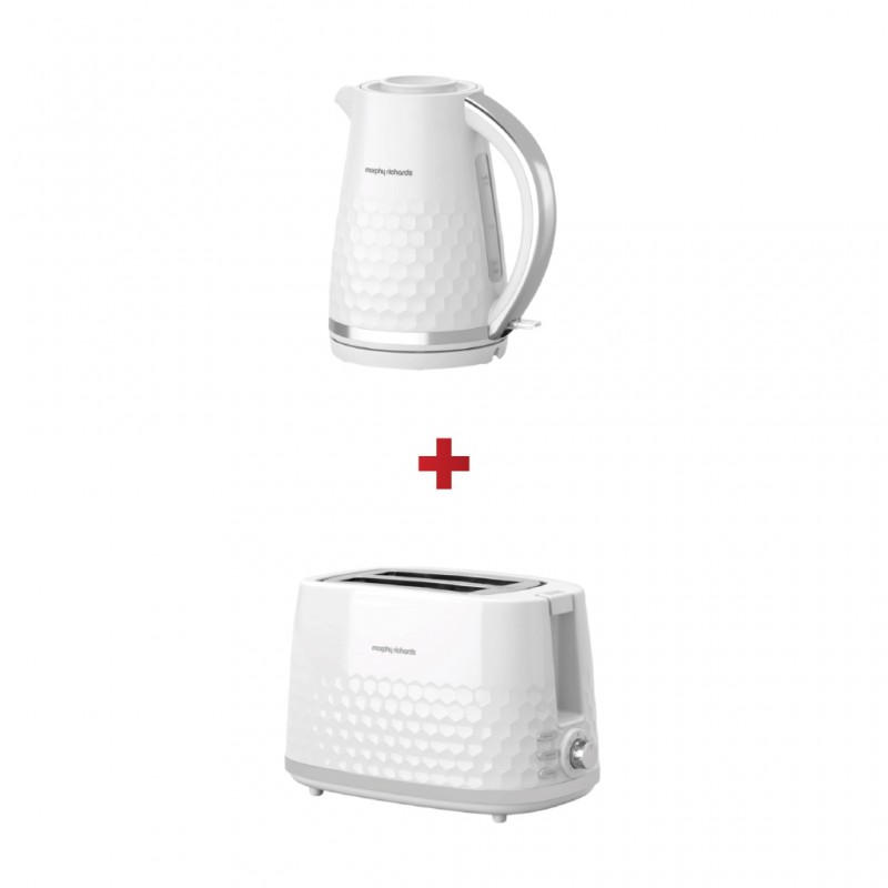 Morphy Richards 108274 Hive WH Jug 1.5L Kettle + Morphy Richards 220034 Hive WH 2 Slice Toaster