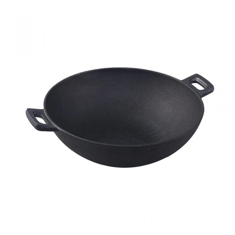 Forza Cast-iron Kadhai, Pre-Seasoned Cookware, 30cm, 3.35L, 3.8mm