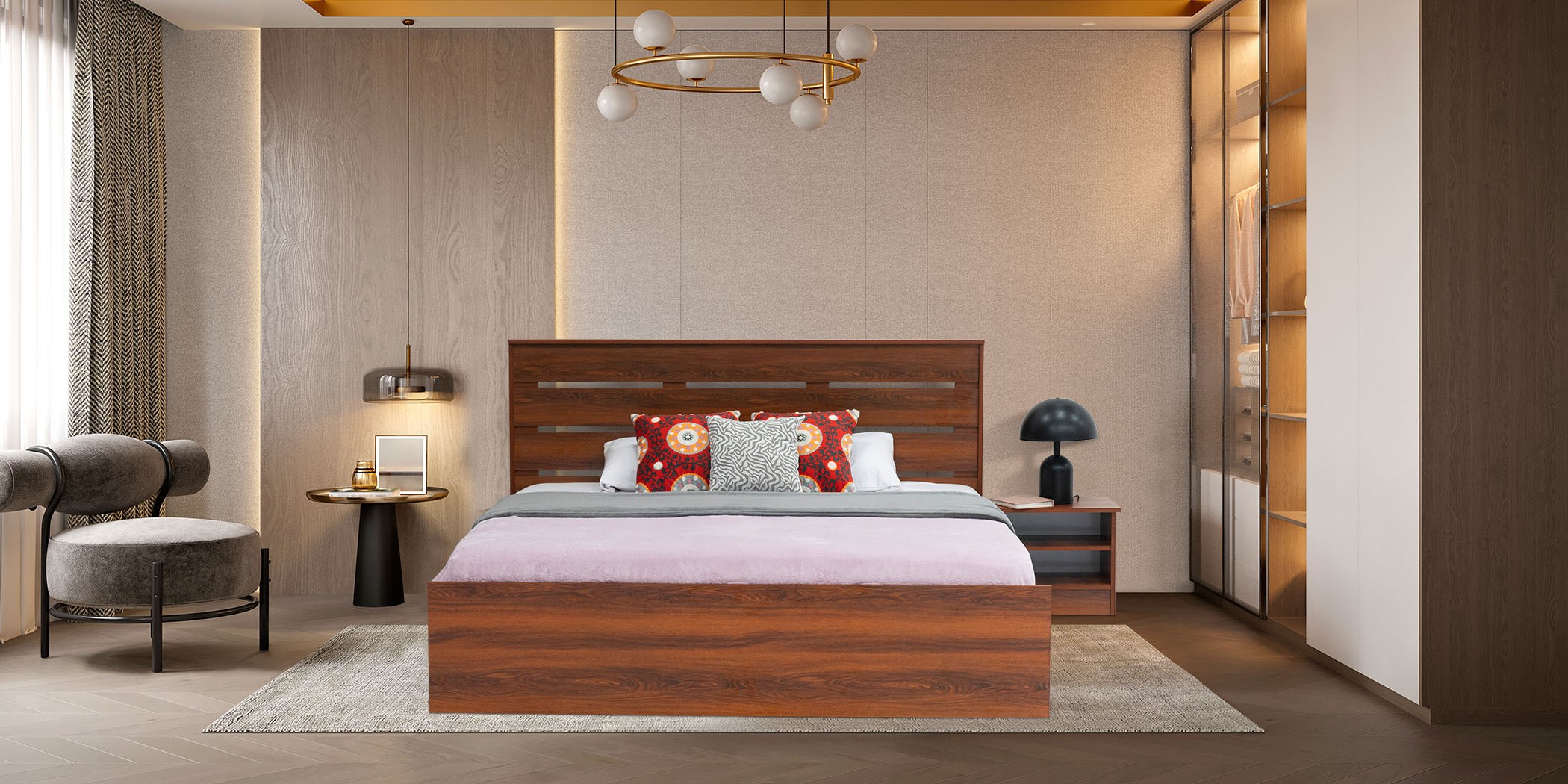 Filton Bed 180x200 in Melamine MDF Brown