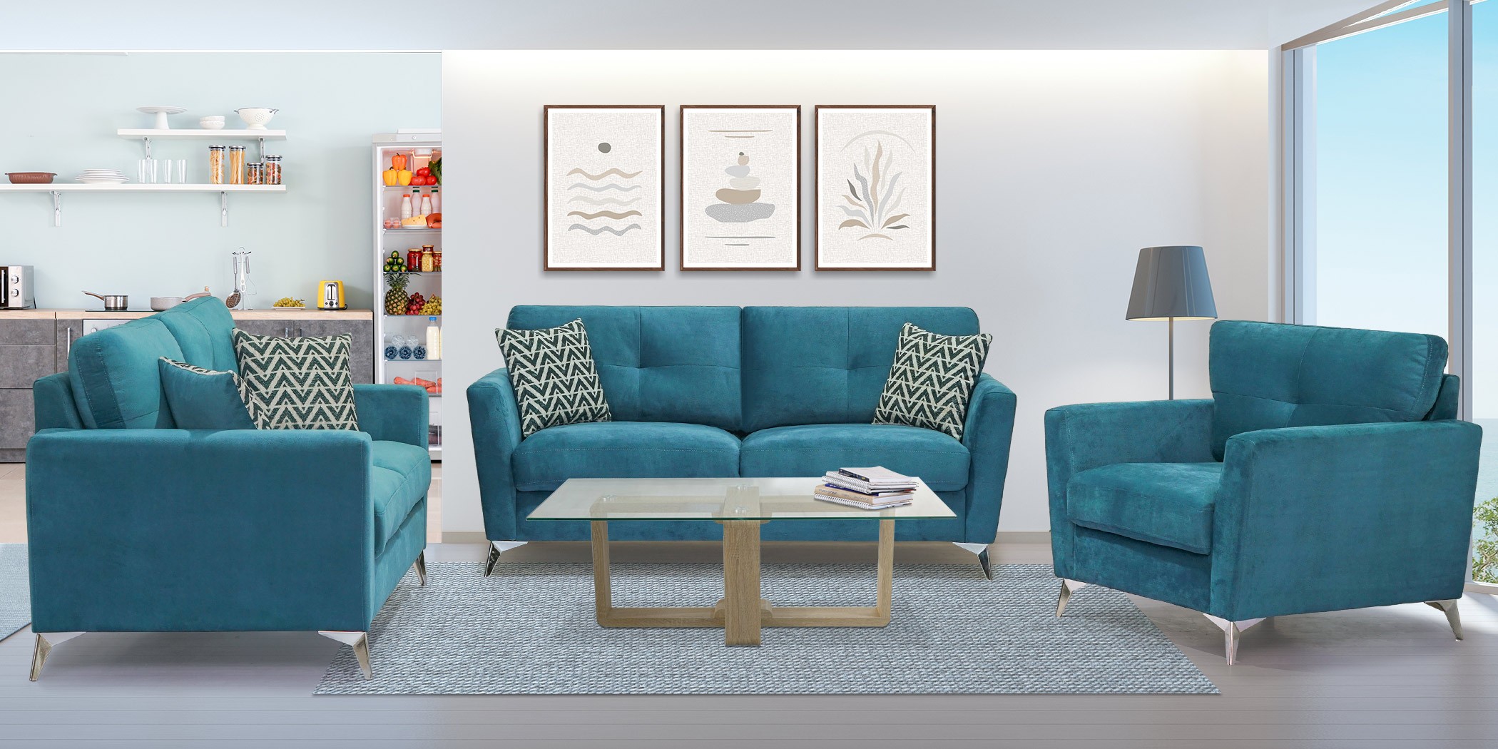 Loft Sofa 3+2+1 Turquoise