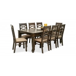 Nairobi Table and 8 chairs Rubberwood Merlot Color