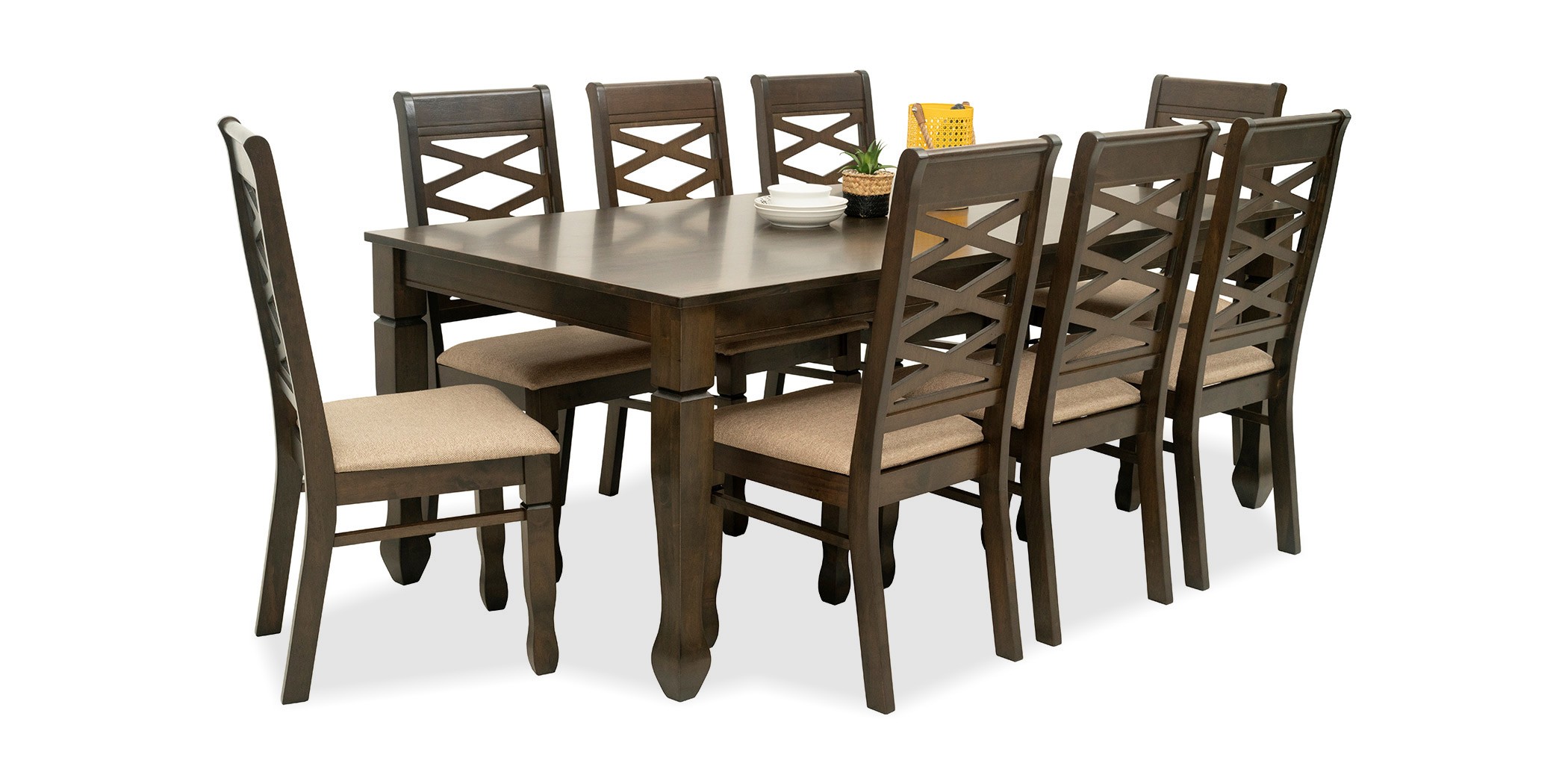 Nairobi Table and 8 chairs Rubberwood Merlot Color