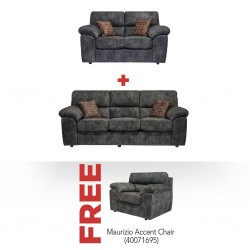 Maurizio 3 + 2 Seater & Free Maurizio 1 Seater Grey Col  Fabric