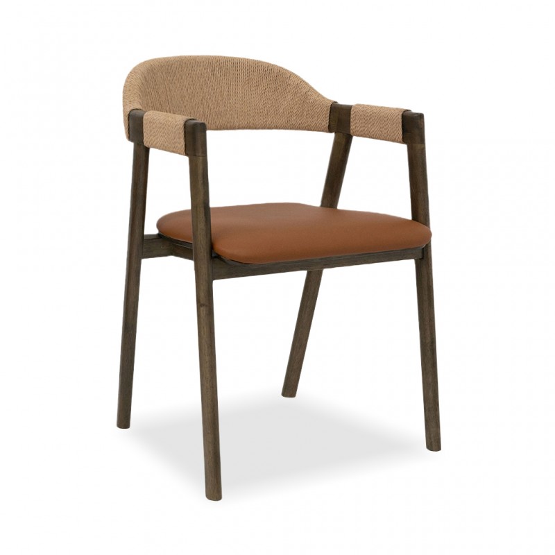 Jenson Dining Chair Tanleather and Dark stain