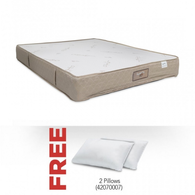 Slumberland Premium Latex Queen Size 160x200 cm Microquiled White & Brown & Free 2 x Pillows 75x45 cm 800gms