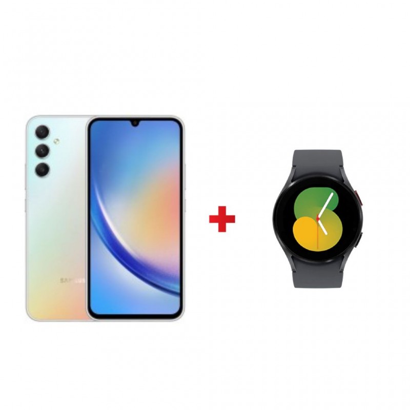 Samsung Galaxy A34 Silver - 128GB 5G & Samsung Galaxy Watch 5 - 40mm