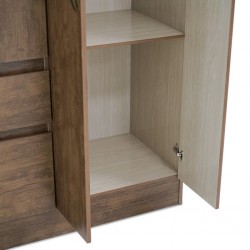 Cuba Wardrobe 6 Doors Brown & 3 Drawers