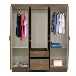 Cuba Wardrobe 6 Doors Brown & 2 Drawers