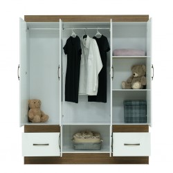 Varadero Wardrobe 4 Doors & 2 Drawers Natural/White